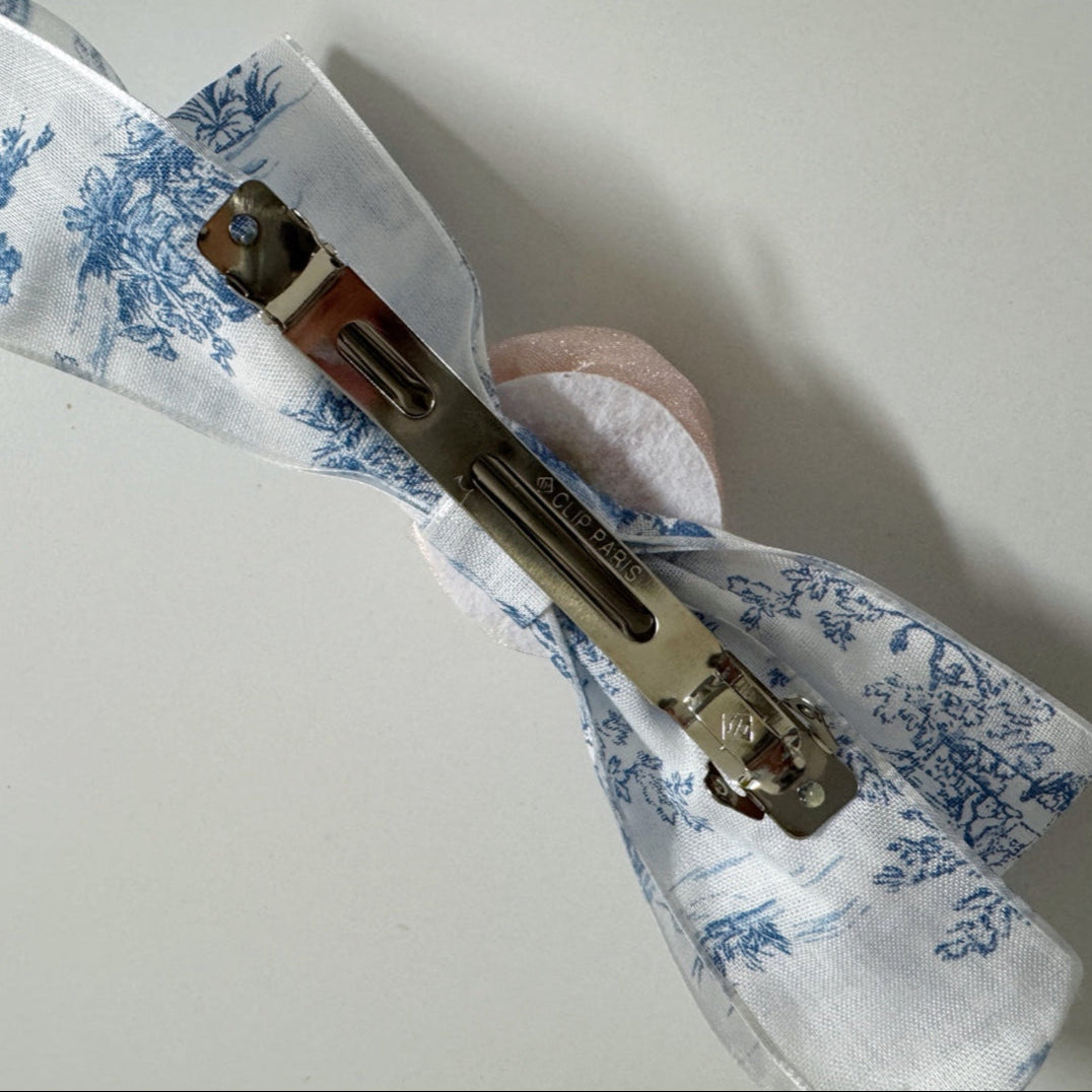 Romantic Toile de Jouy Hair Bow Barrette (2 Colours)