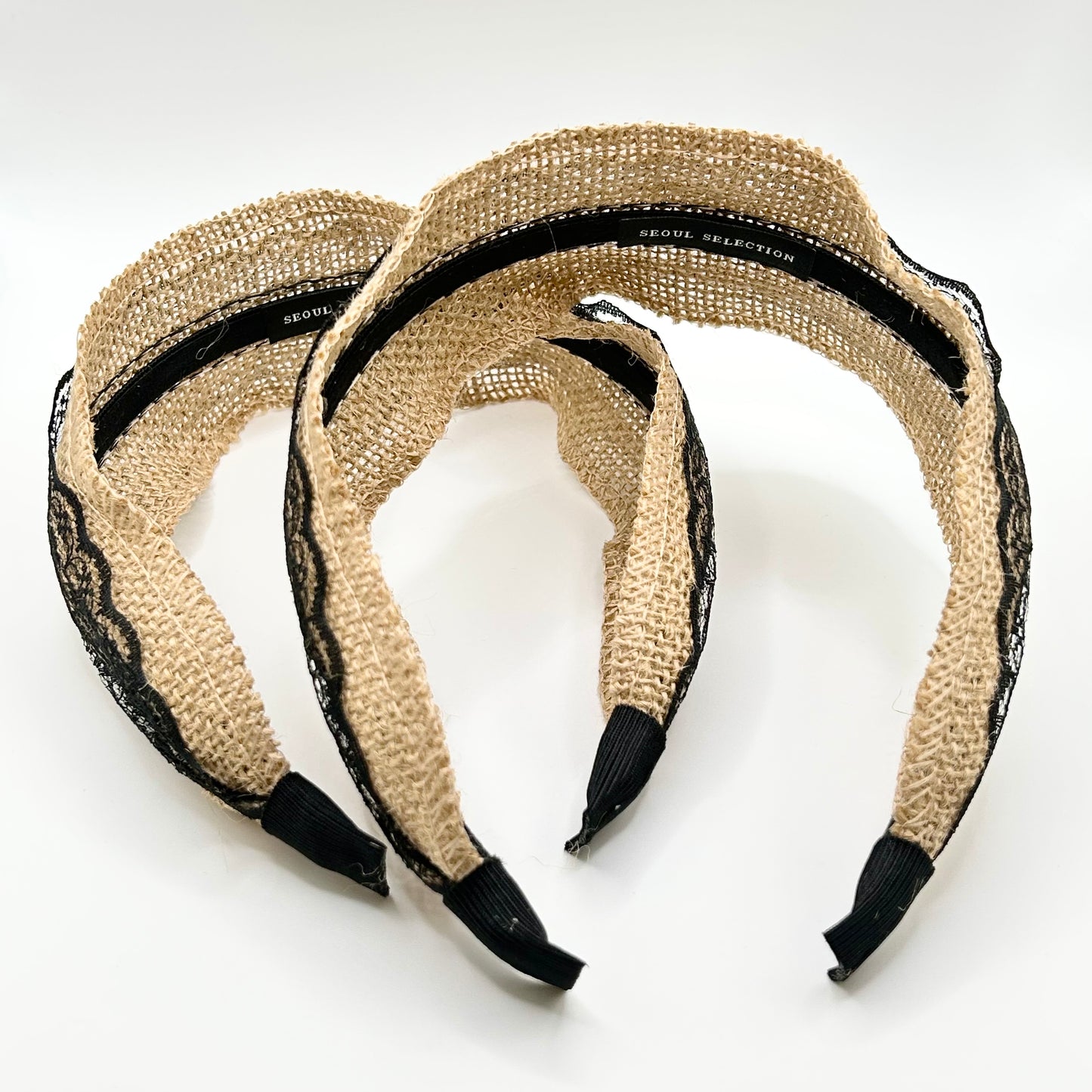 Crochet Headbands with Black Lace (Black)