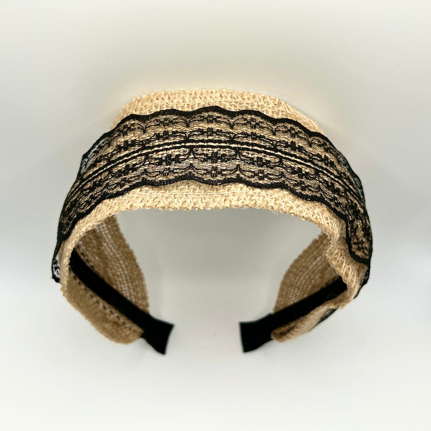 Crochet Headbands with Black Lace (Black)