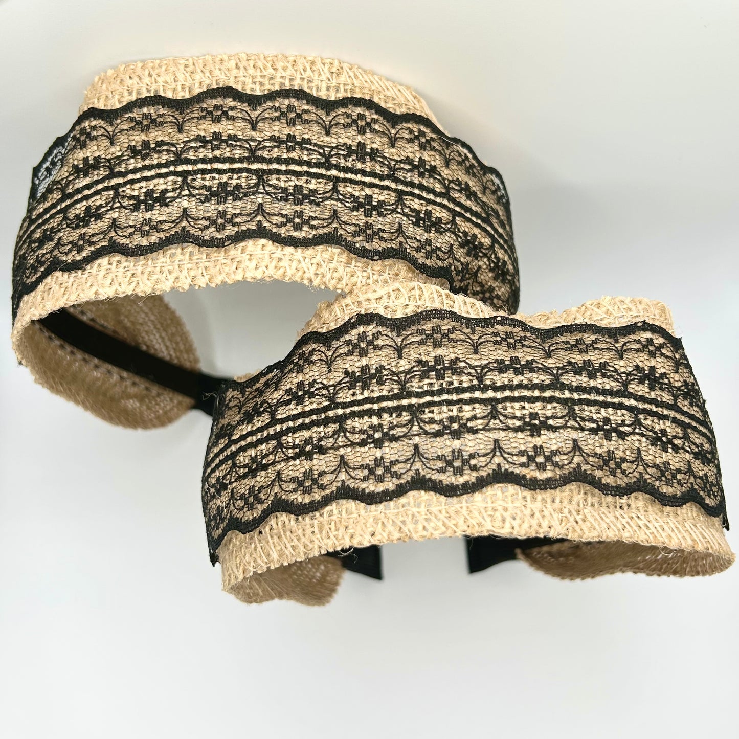 Crochet Headbands with Black Lace (Black)