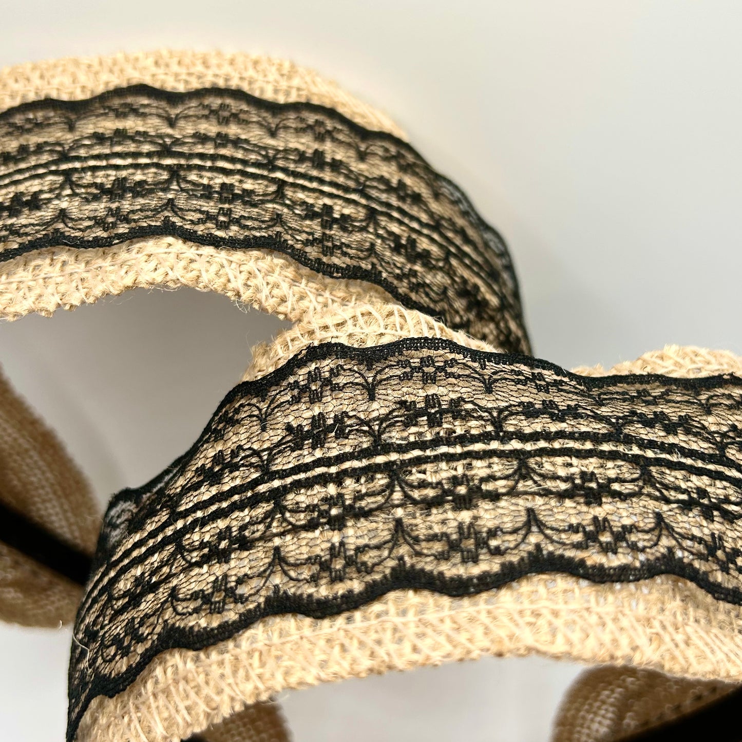 Crochet Headbands with Black Lace (Black)