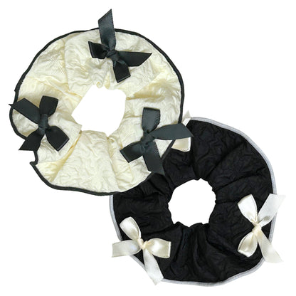 Textured Crinkle Fabric Scrunchies with Bow (SET OF 2)
