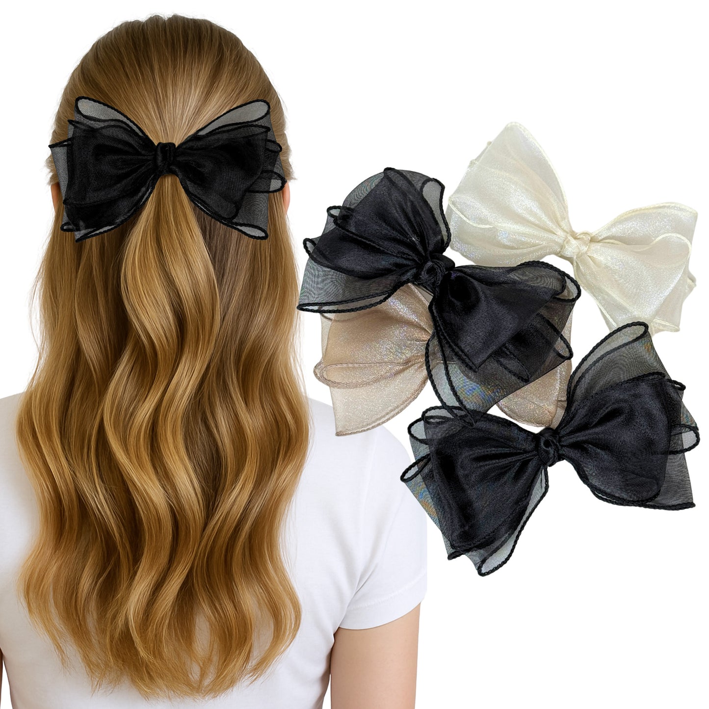 Sheer Organza Bow Hair Clips (3 Colours)
