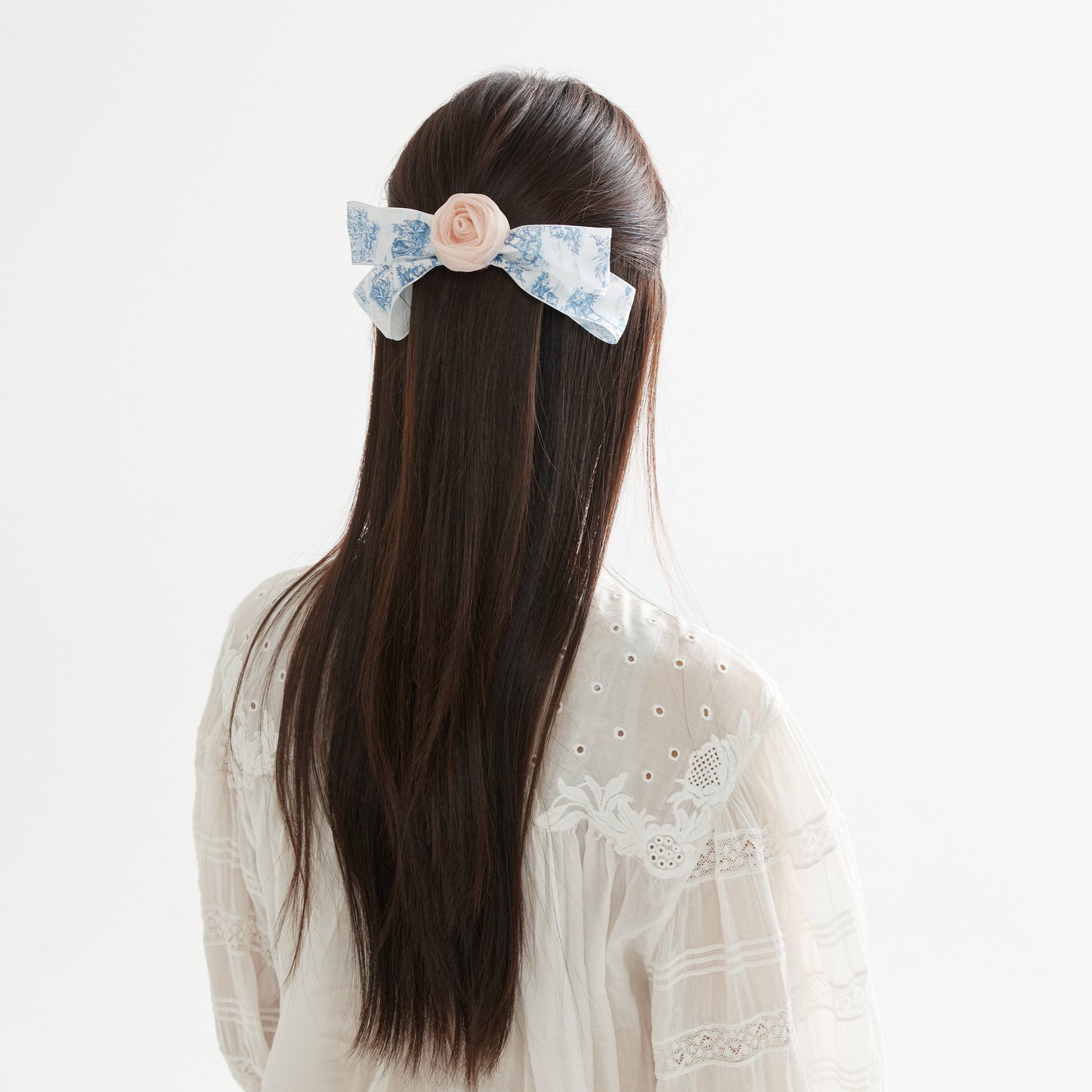 Romantic Toile de Jouy Hair Bow Barrette (2 Colours)