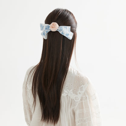 Romantic Toile de Jouy Hair Bow Barrette (2 Colours)
