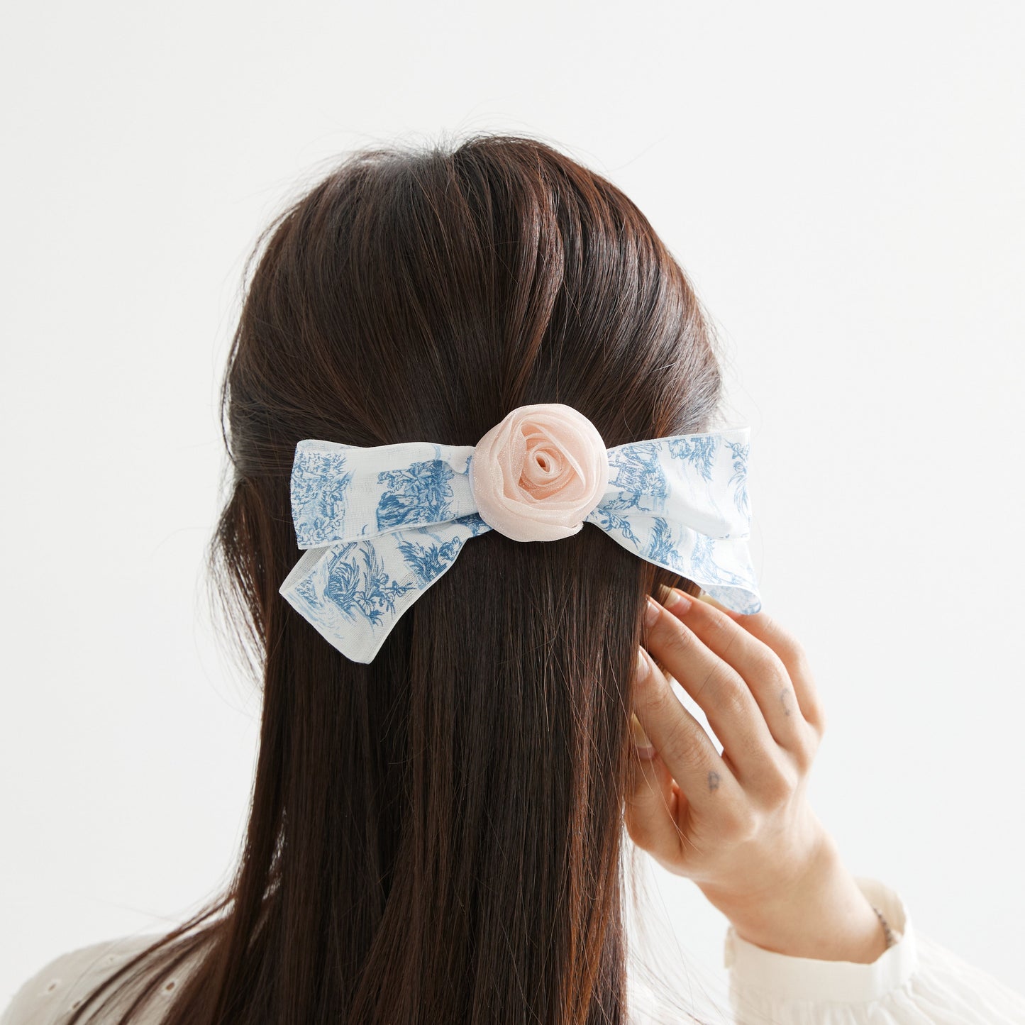 Romantic Toile de Jouy Hair Bow Barrette (2 Colours)