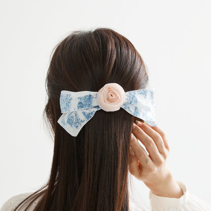 Romantic Toile de Jouy Hair Bow Barrette (2 Colours)