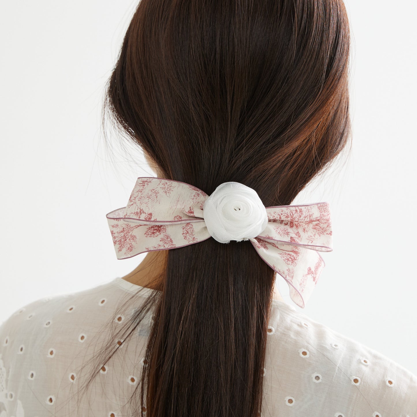 Romantic Toile de Jouy Hair Bow Barrette (2 Colours)