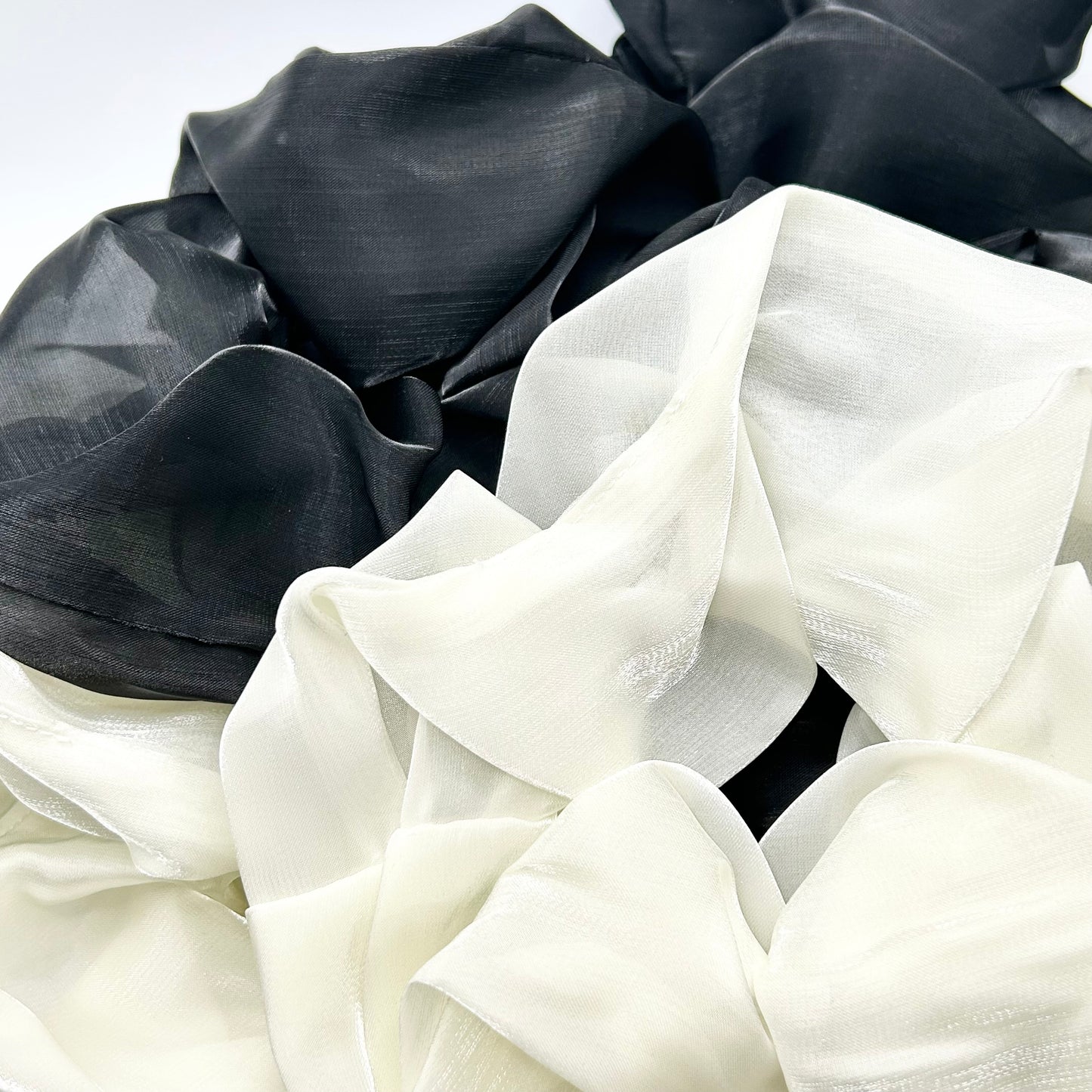 White & Black Sheer Organza Big Scrunchies (SET OF 2)