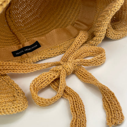 Summer Straw Bucket Hat with Ribbon Tie (3 Colours)