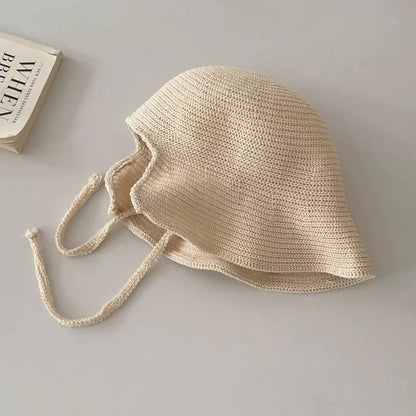 Summer Straw Bucket Hat with Ribbon Tie (3 Colours)