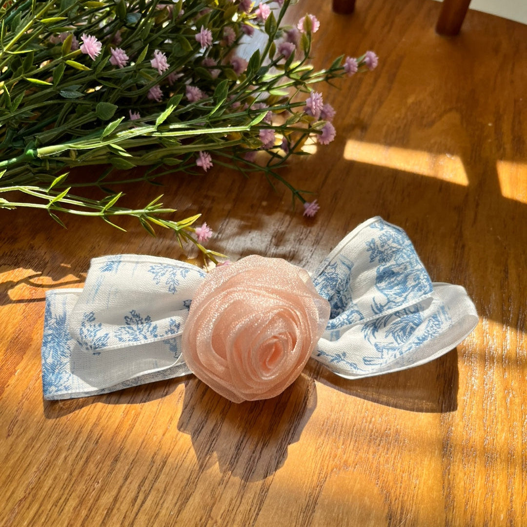Romantic Toile de Jouy Hair Bow Barrette (2 Colours)