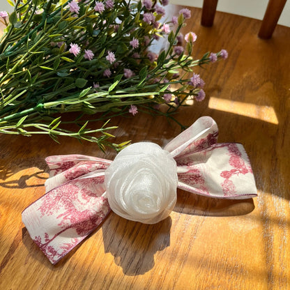 Romantic Toile de Jouy Hair Bow Barrette (2 Colours)