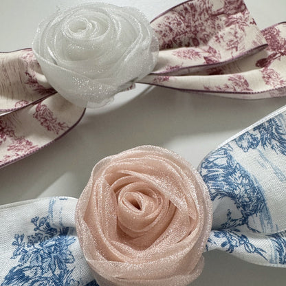 Romantic Toile de Jouy Hair Bow Barrette (2 Colours)