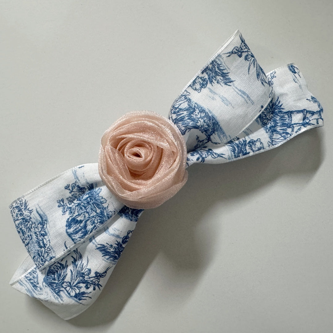 Romantic Toile de Jouy Hair Bow Barrette (2 Colours)