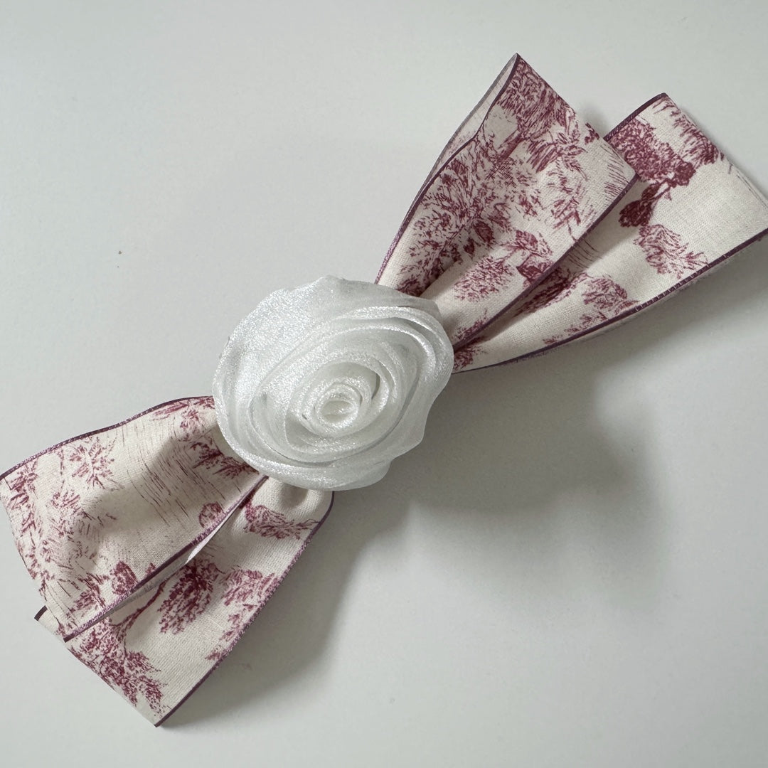 Romantic Toile de Jouy Hair Bow Barrette (2 Colours)