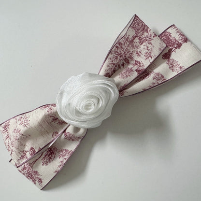 Romantic Toile de Jouy Hair Bow Barrette (2 Colours)