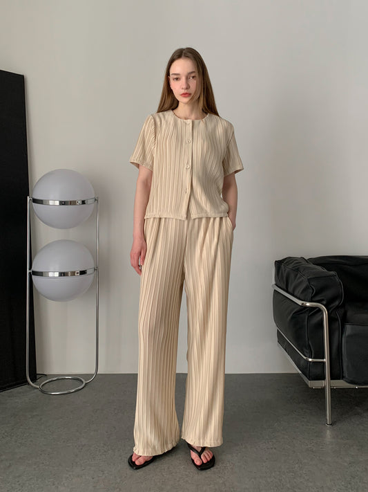 [Rêverit] Pleated Two-Piece Set (2 Colours)