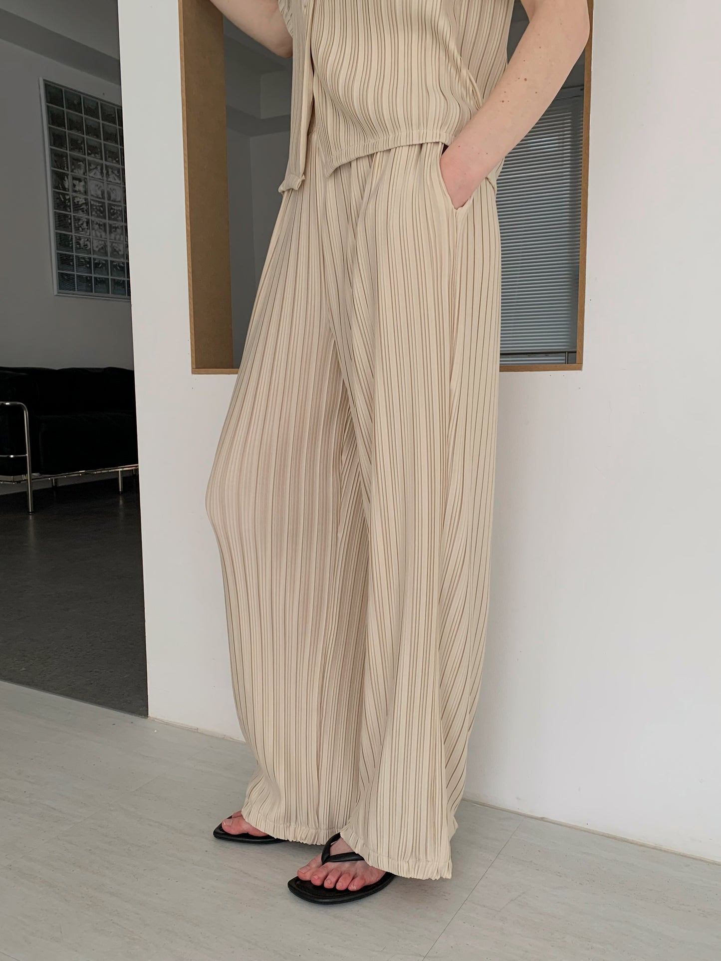 [Rêverit] Pleated Two-Piece Set (2 Colours)
