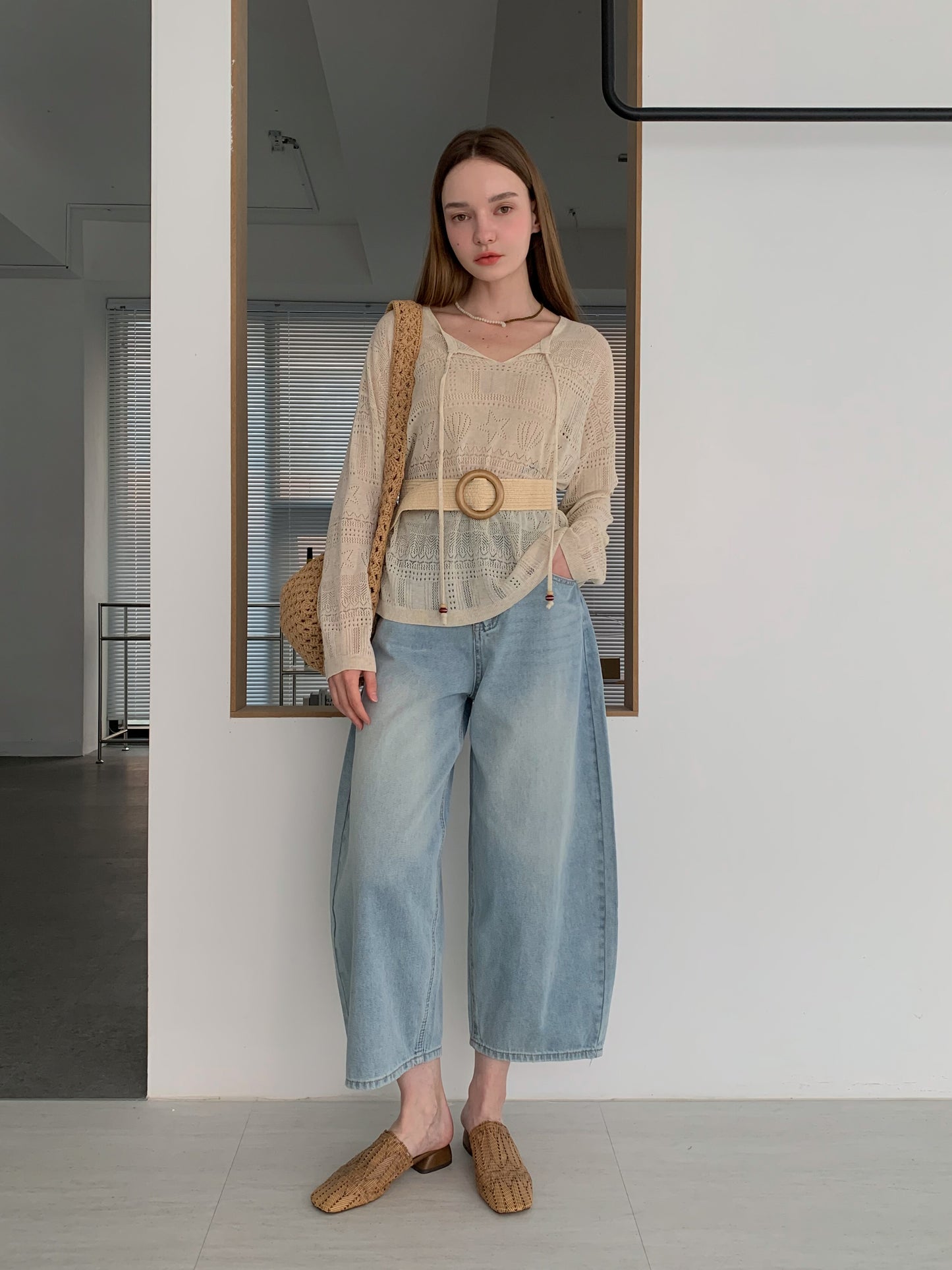 [Rêverit] Tapered Ankle-Crop Light Denim Jeans