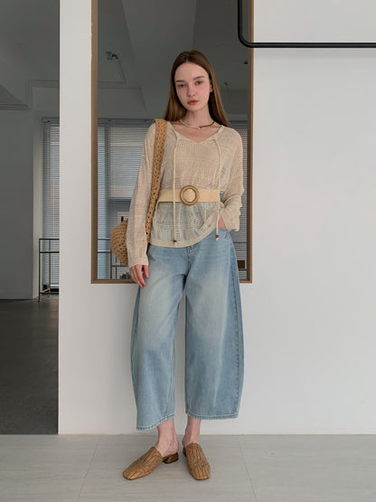 [Rêverit] Tapered Ankle-Crop Light Denim Jeans