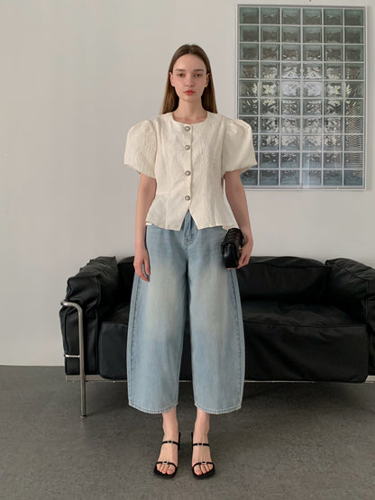 [Rêverit] Tapered Ankle-Crop Light Denim Jeans