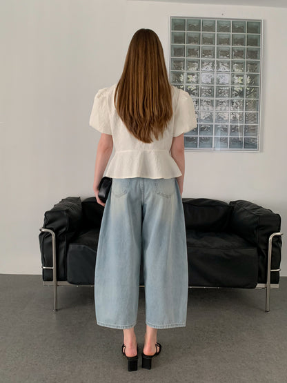 [Rêverit] Tapered Ankle-Crop Light Denim Jeans
