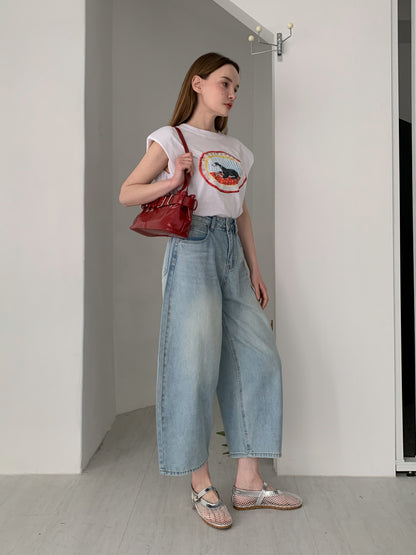 [Rêverit] Tapered Ankle-Crop Light Denim Jeans