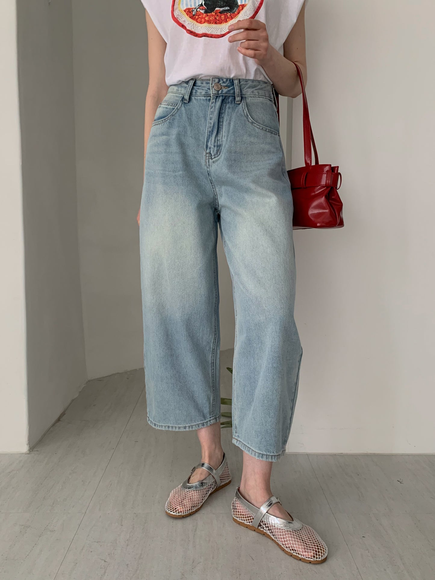 [Rêverit] Tapered Ankle-Crop Light Denim Jeans