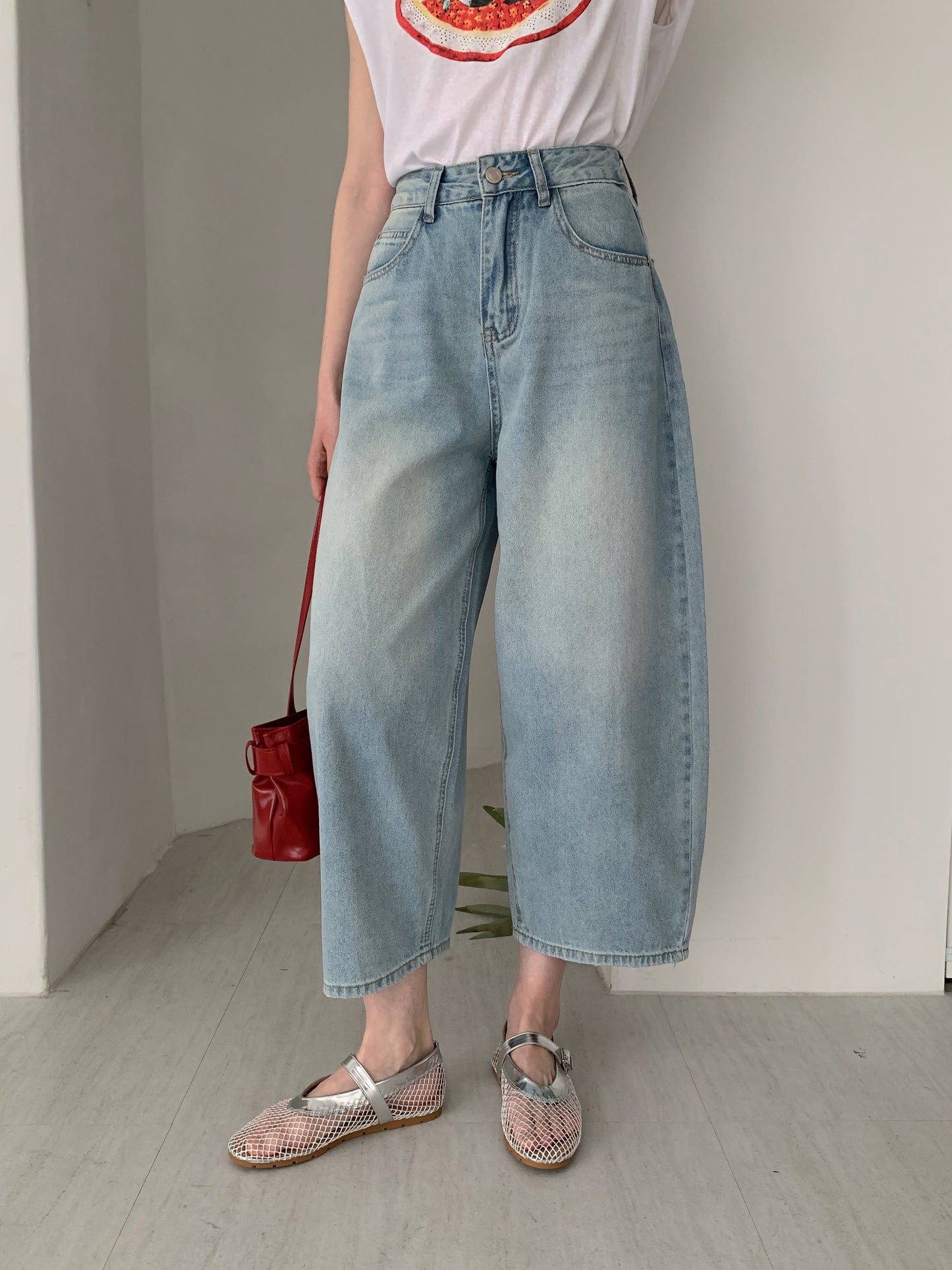 [Rêverit] Tapered Ankle-Crop Light Denim Jeans