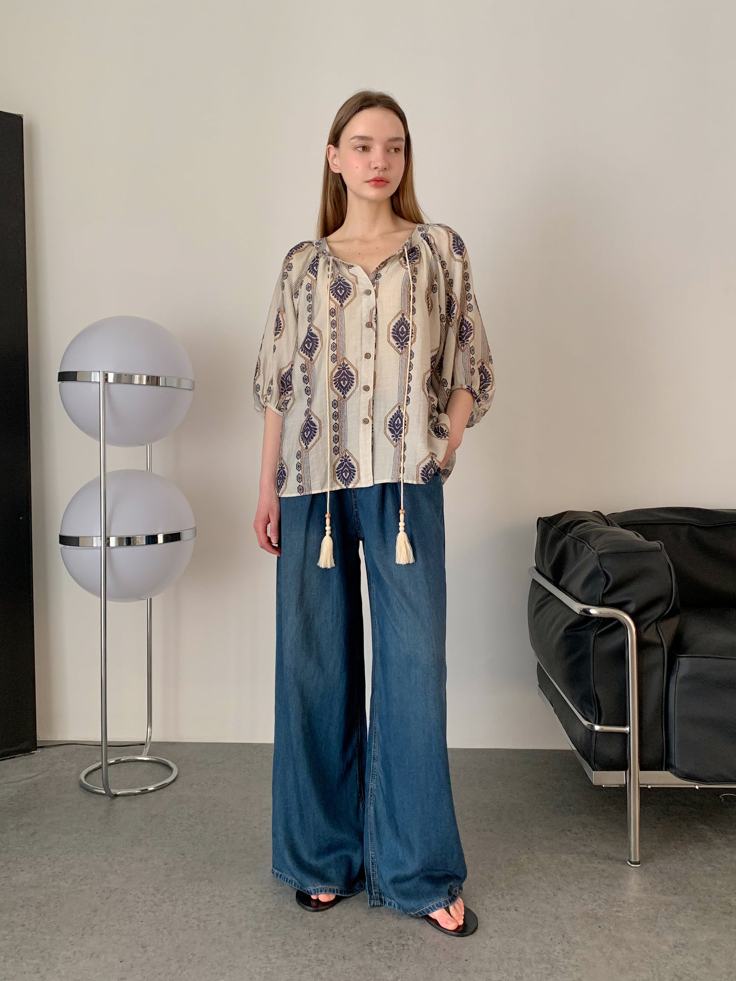[Rêverit] Pleated Tencel Wide-Leg Jeans (2 Colours)
