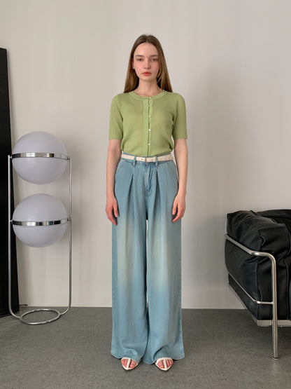 [Rêverit] Pleated Tencel Wide-Leg Jeans (2 Colours)