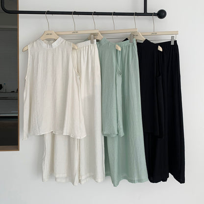 [Rêverit] Back-Slit Draped Two-Piece Set (Black)