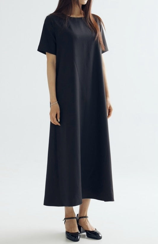 [Rêverit] Premium Made Tailored A-Line Midi Dress (Black)