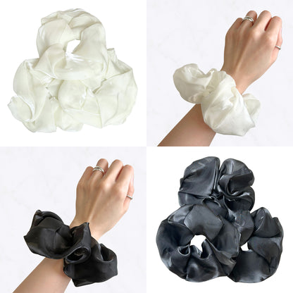 White & Black Sheer Organza Big Scrunchies (SET OF 2)