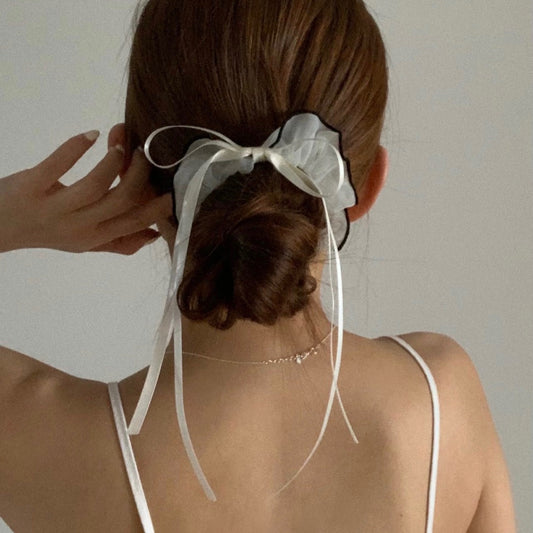 Long Ribbon Chiffon Hair Scrunchies (SET OF 2) image 0
