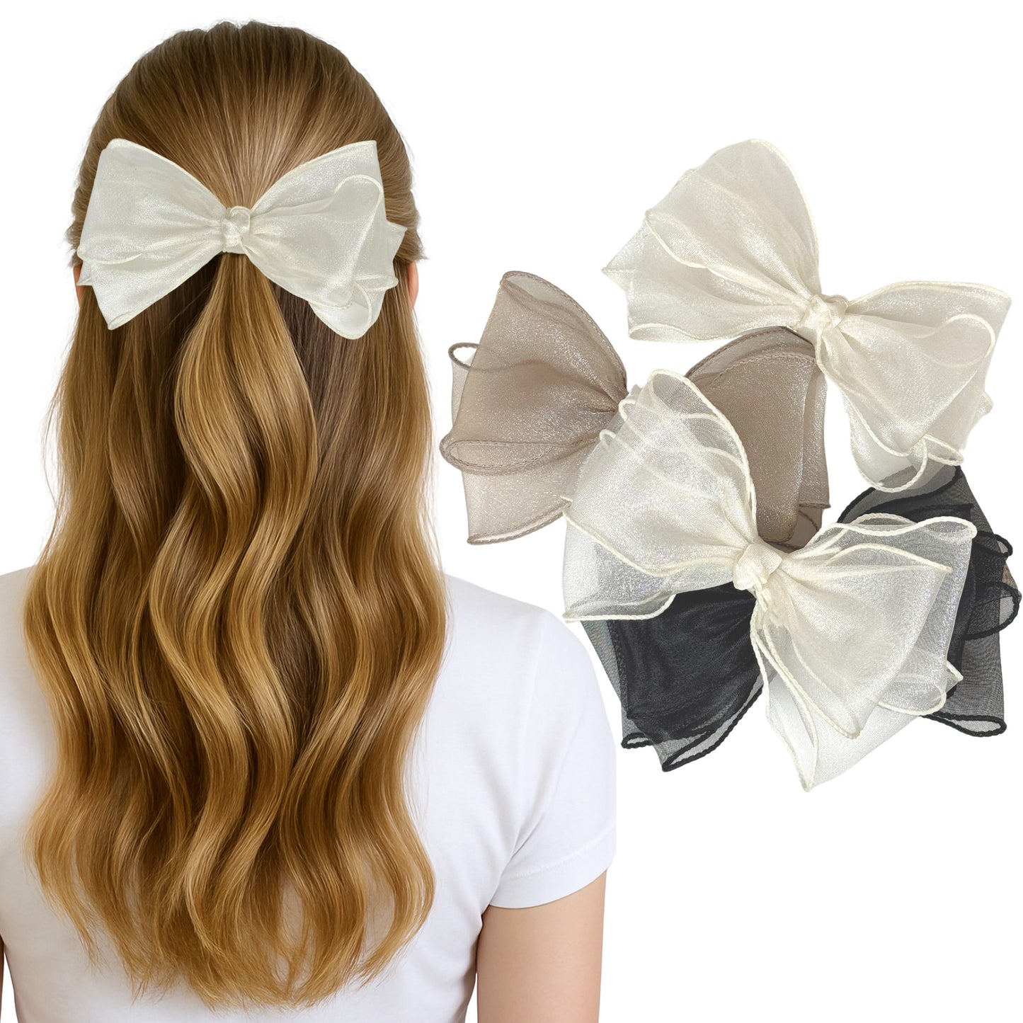 Sheer Organza Bow Hair Clips (3 Colours)